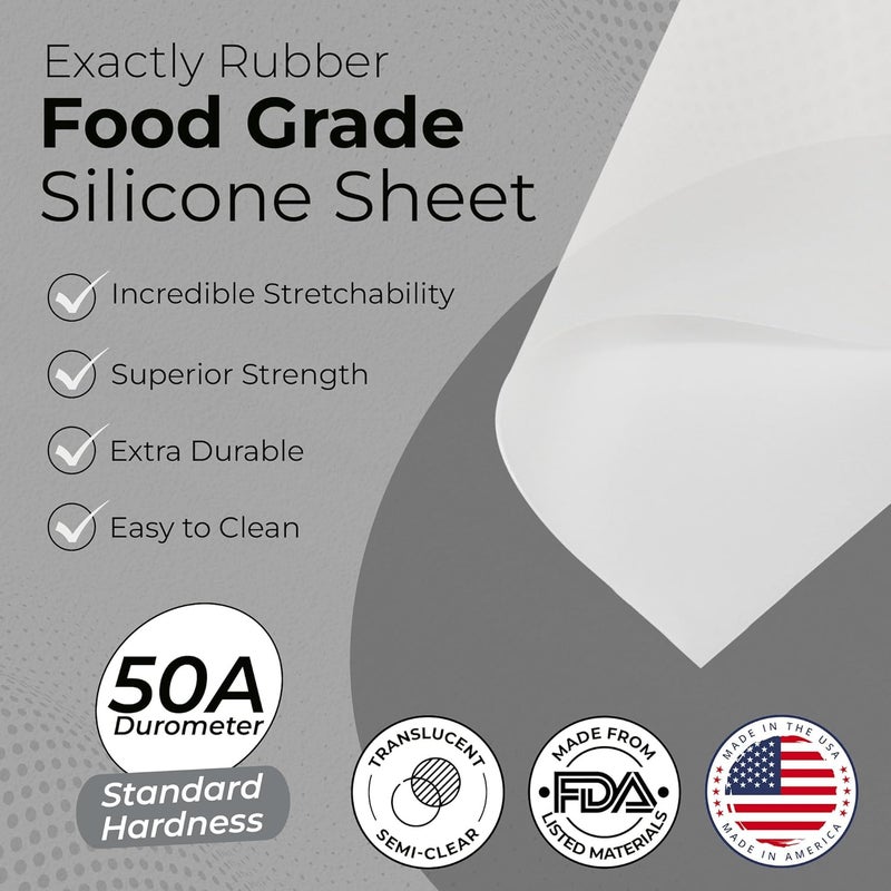 Exactly Rubber - Translucent Silicone Sheet, 50A Durometer Rubber Sheet, Semi Clear Silicone, Resistant -80 to 450°F, Food-Grade Silicone Placemat, 450% Elongation, Made in The USA, 1/32 x 3 x 9” - Image 2